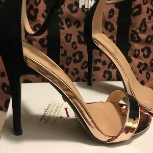 SOLD!! Rose Gold/ Black Strappy Heels